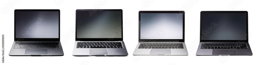 Modern laptop designs isolated on transparent background Modern laptop designs isolated on transparent background