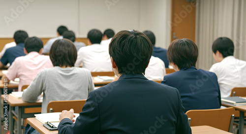 試験を受ける学生たち。受験・テスト・入試｜Students taking exams. Exams, tests, entrance exams. photo