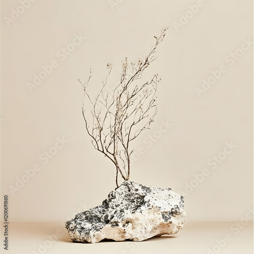 Dried Branch on Stone: Mini...
