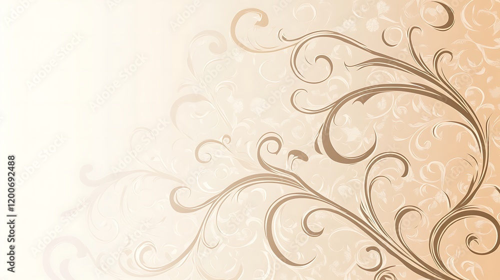 Elegant Beige Floral Swirls Design Background Elegant Beige Floral Swirls Design Background
