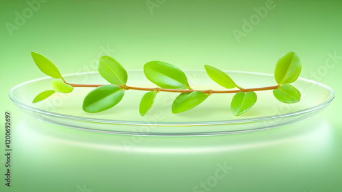Green Plant Sprig Lies on a...
