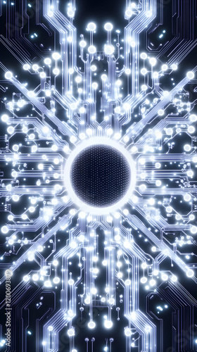 Glowing Circuit Board Shows...