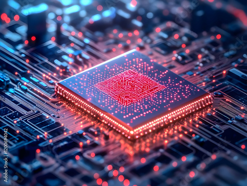 A 3D Render of a CPU Sits o...