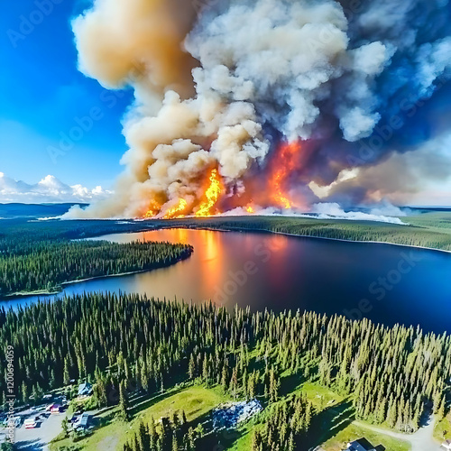 Aerial View of Wildfire Bur...