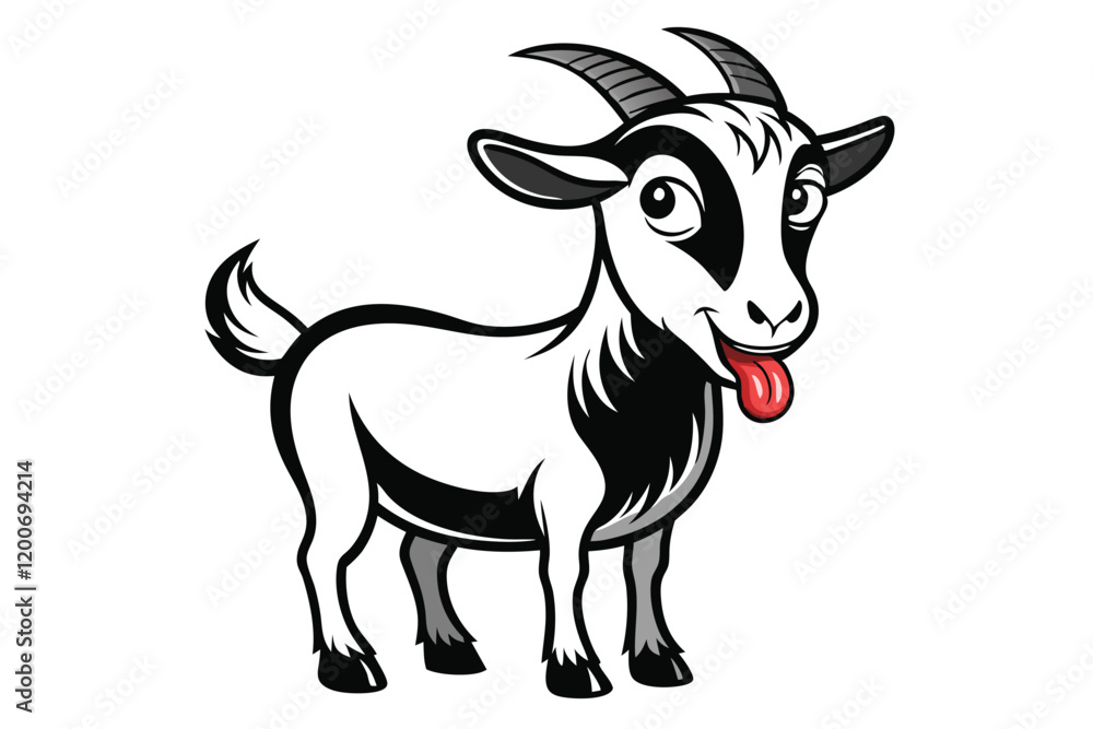 goat sticking its tongue out, simple line, from 20 degree below the face E.eps goat sticking its tongue out, simple line, from 20 degree below the face E.eps