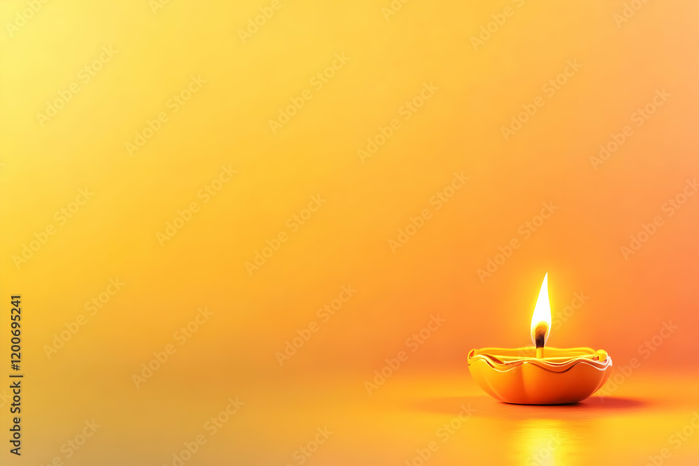 Golden Oil Lamp with Burning Flame Illuminates a Warm, Vibrant Background Golden Oil Lamp with Burning Flame Illuminates a Warm, Vibrant Background
