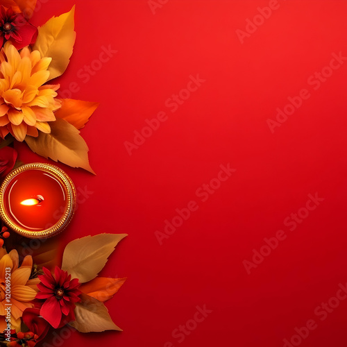 Lighted Candle Sits Among C...