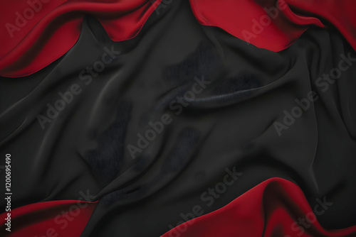Flowing Black and Red Fabri...