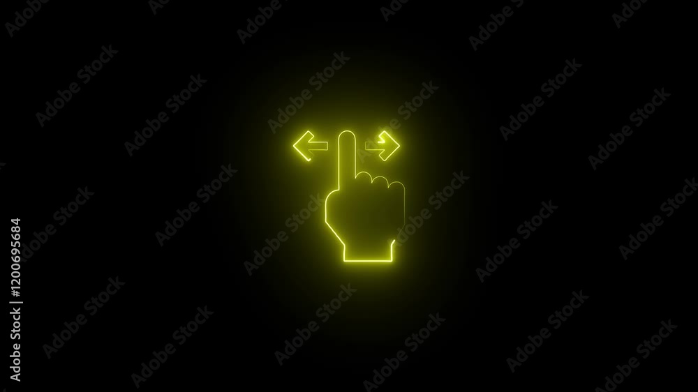 Neon one finger hand up gesture symbol icon animation Neon one finger hand up gesture symbol icon animation
