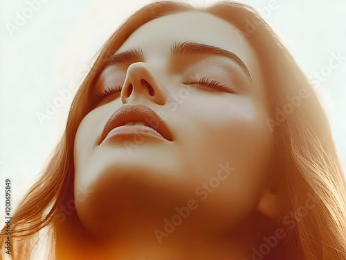 Serene Woman Closes Eyes an...