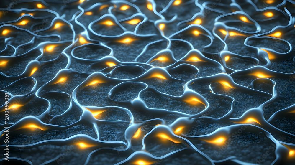 Fototapeta premium Abstract 3D Render of Glowing Intertwined Structures on a Textured Surface