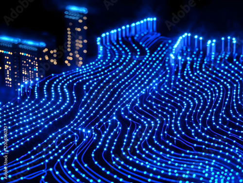 Abstract Blue Light Trails ...