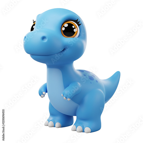 Adorable Baby Blue Dinosaur Illustration
