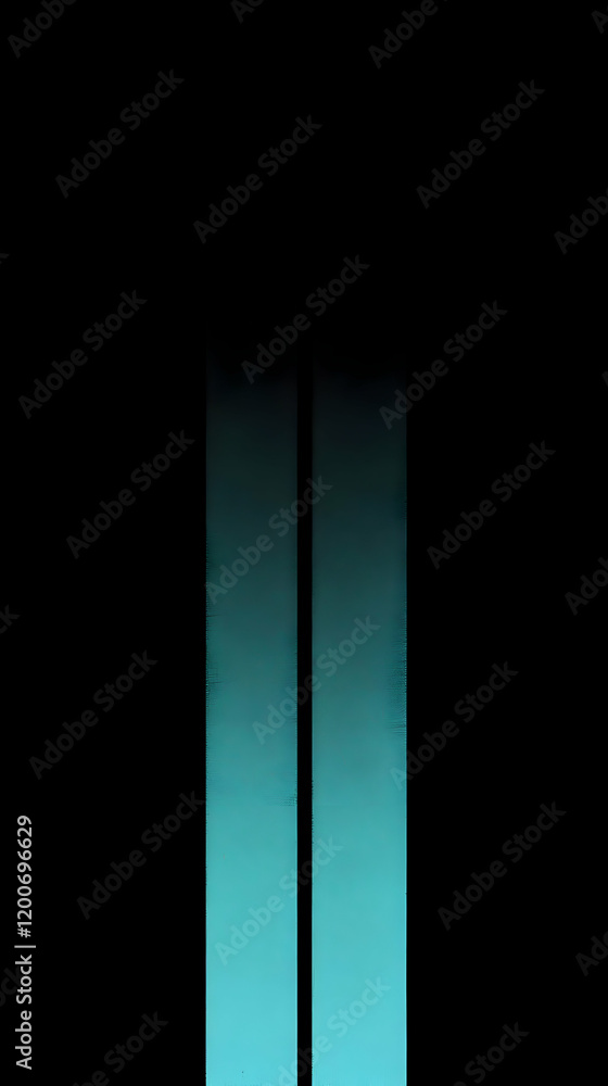 Two Vertical Teal Bars Shine Brightly Against a Dark Background Two Vertical Teal Bars Shine Brightly Against a Dark Background
