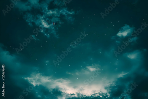Dark Teal Night Sky with Wi...