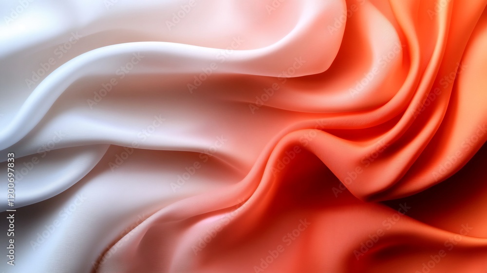 Obraz premium Abstract Silk Fabric Texture: A Gradient of White to Coral