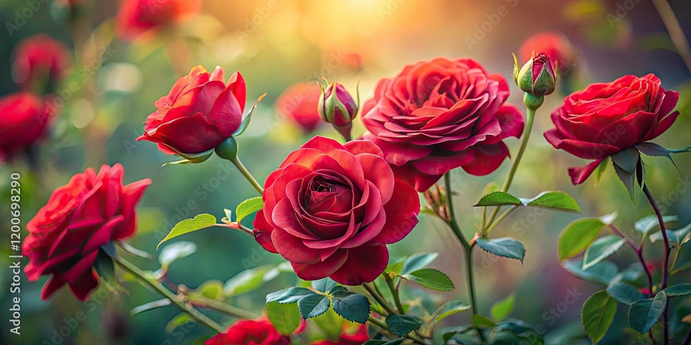 Obraz premium Stunning Long Exposure Photography of Isolated Red Roses in a Serene Natural Setting, Capturing the Ethereal Beauty of Flowers, Nature, and Artistic Floral Imagery