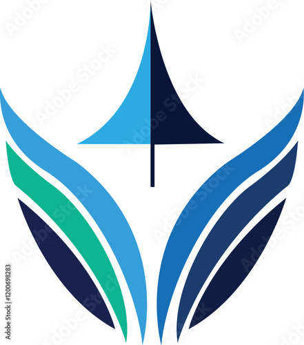 Abstract Leaf Logo Design In Dark Turquoise And Aquamarine