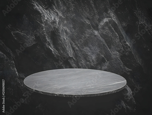 Empty Round Marble Podium o...