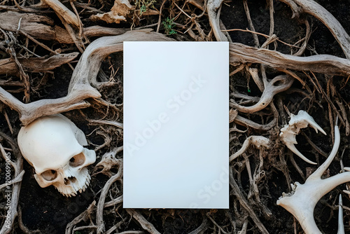 Blank White Paper Lies on D...