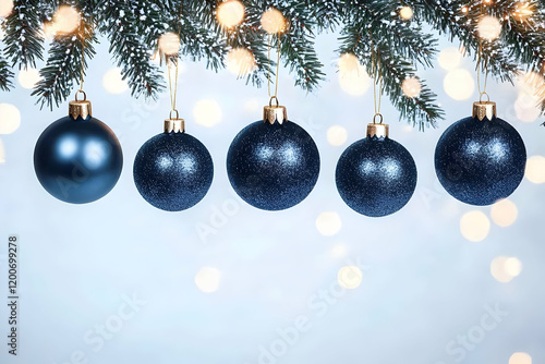 Five Blue Ornaments Hang fr...