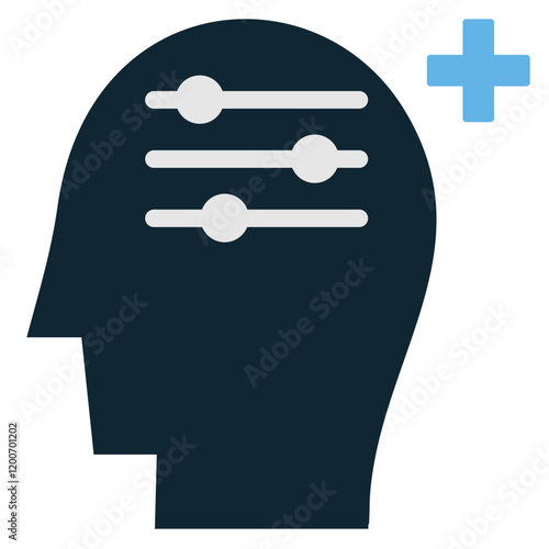 Self-Organization or Manage Mind Icon Vector, A minimalist design representing mental clarity and self-management. Ideal for productivity apps, mental health resources, and personal development