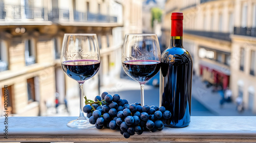 Two Wine Glasses, a Bottle,...