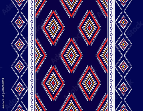 Geometric ethnic oriental seamless pattern traditional Design for background, carpet, wallpaper, clothing, wrapping, Batik, fabric, Vector, illustration, embroidery style, Sadu