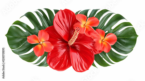 Red Hibiscus, Plumeria Flow...