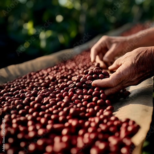 Hands Sorting Dried Coffee ...