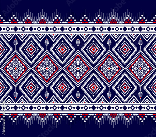 Geometric ethnic oriental seamless pattern traditional Design for background, carpet, wallpaper, clothing, wrapping, Batik, fabric, Vector, illustration, embroidery style, Sadu