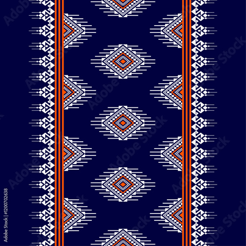 Geometric ethnic oriental seamless pattern traditional Design for background, carpet, wallpaper, clothing, wrapping, Batik, fabric, Vector, illustration, embroidery style, Sadu