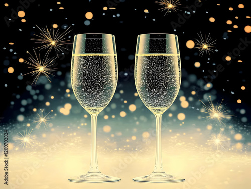 Two Sparkling Champagne Gla...
