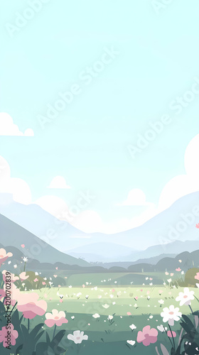 Serene Flower Field Meets M...