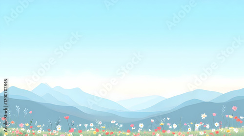 Misty blue mountains meet a...