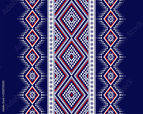 Geometric ethnic oriental seamless pattern traditional Design for background, carpet, wallpaper, clothing, wrapping, Batik, fabric, Vector, illustration, embroidery style, Sadu
