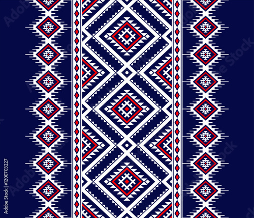 Geometric ethnic oriental seamless pattern traditional Design for background, carpet, wallpaper, clothing, wrapping, Batik, fabric, Vector, illustration, embroidery style, Sadu