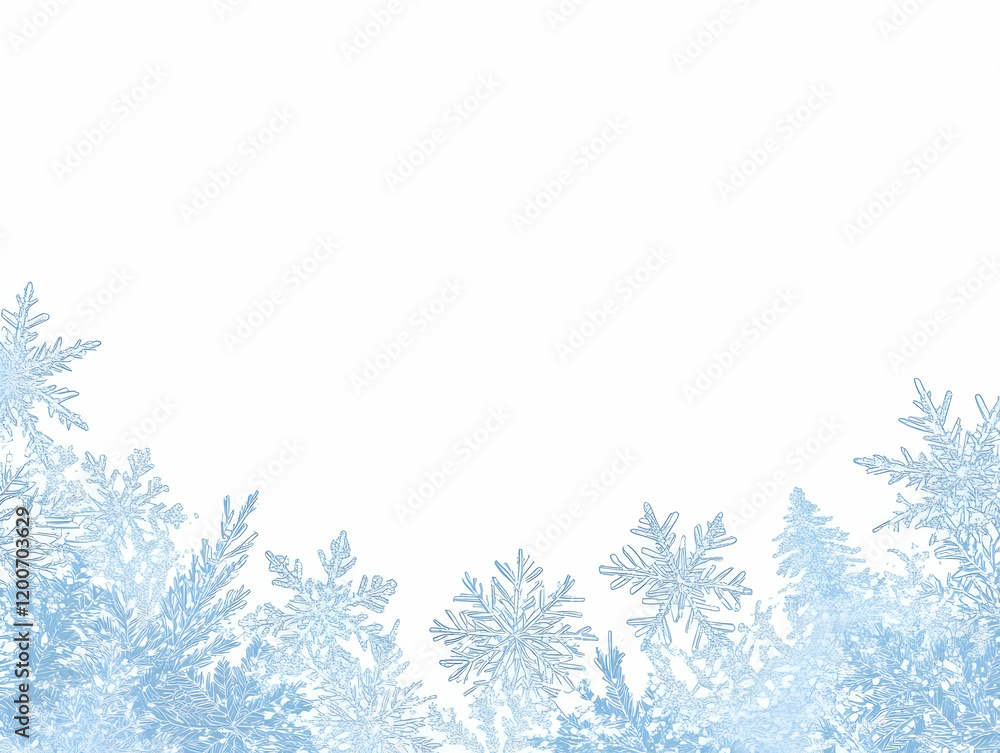 Elegant Blue Snowflakes Frame a Winter Wonderland Background with Delicate Ice Crystals Elegant Blue Snowflakes Frame a Winter Wonderland Background with Delicate Ice Crystals