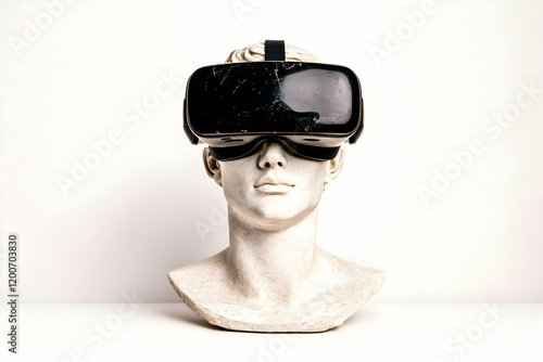 White Plaster Bust Wears a ...