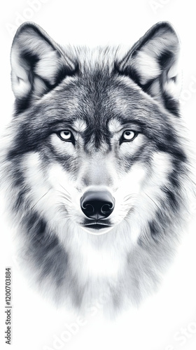 Realistic Gray Wolf Portrai...