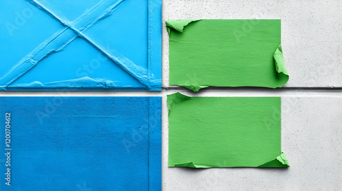 Blue and Green Torn Paper o...