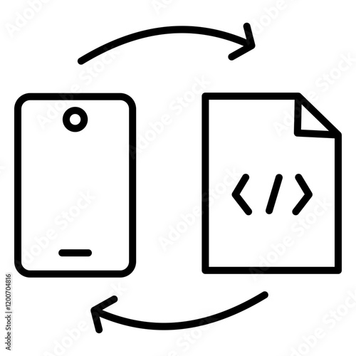 Modern software development icon featuring symbols like code, cloud, servers, and debugging tools, ideal for tech projects, apps, websites, or programming-related designs.