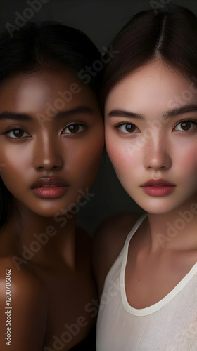 Two Diverse Women Pose Side...