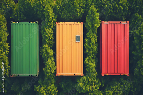 Three Colorful Shipping Con...