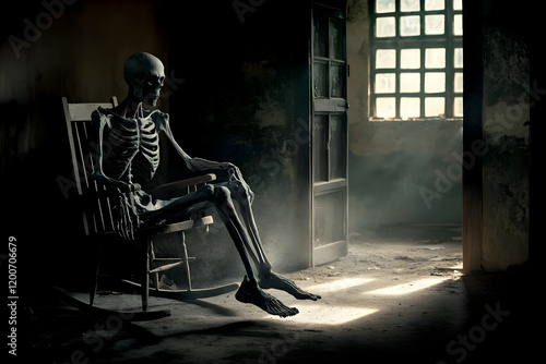 A Skeleton Sits Motionless ...