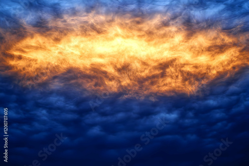 Fiery Sunset Cloudscape Pai...