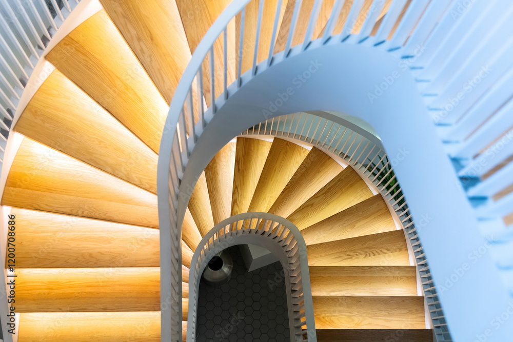 Fototapeta premium Spiral staircase inside modern building