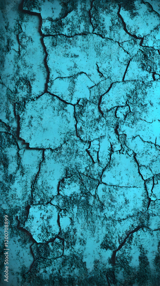 Obraz premium Cracked Turquoise Surface Shows Intricate Details and Dark Cracks Exquisitely.