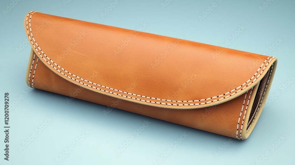 Handmade Leather Eyeglass Case, Studio Shot, Beige Background, Product Photography Handmade Leather Eyeglass Case, Studio Shot, Beige Background, Product Photography