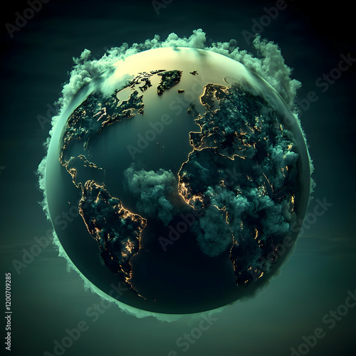 3D Earth Render with Glowin...
